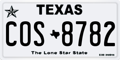 TX license plate COS8782