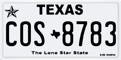 TX license plate COS8783
