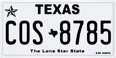 TX license plate COS8785