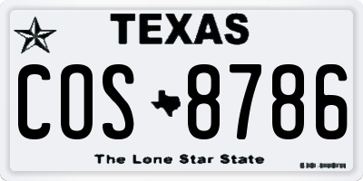 TX license plate COS8786