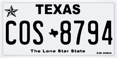TX license plate COS8794