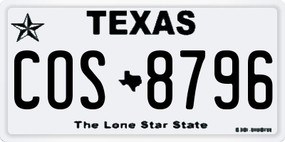TX license plate COS8796