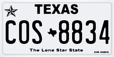 TX license plate COS8834