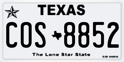 TX license plate COS8852