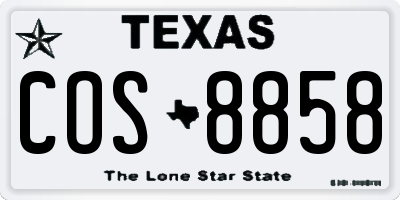 TX license plate COS8858