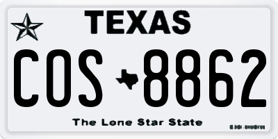 TX license plate COS8862
