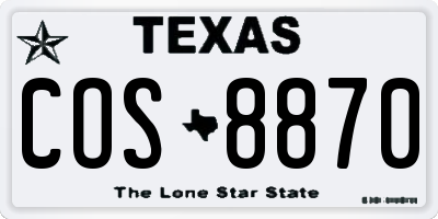 TX license plate COS8870