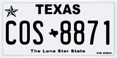 TX license plate COS8871