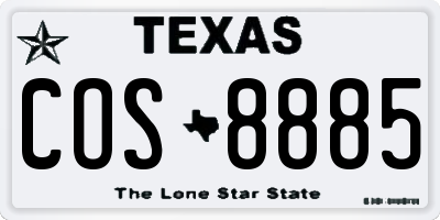 TX license plate COS8885