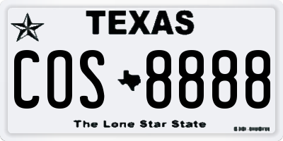 TX license plate COS8888