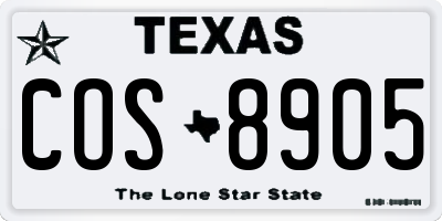 TX license plate COS8905