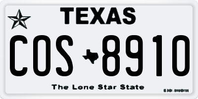 TX license plate COS8910