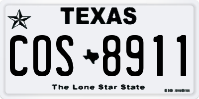 TX license plate COS8911