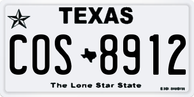 TX license plate COS8912