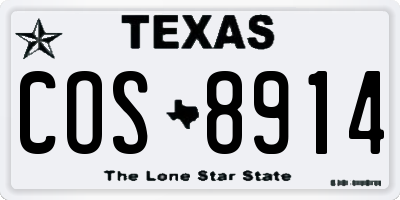 TX license plate COS8914