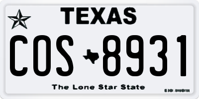 TX license plate COS8931