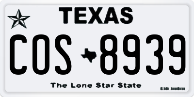 TX license plate COS8939