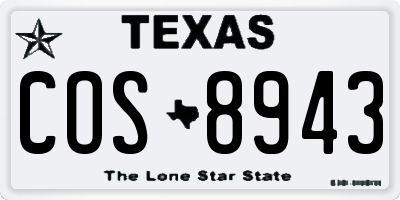 TX license plate COS8943