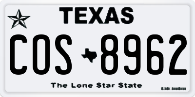 TX license plate COS8962