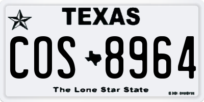 TX license plate COS8964
