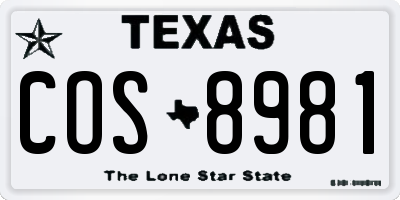 TX license plate COS8981