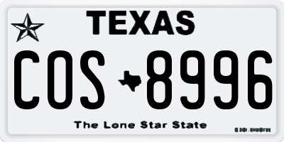 TX license plate COS8996