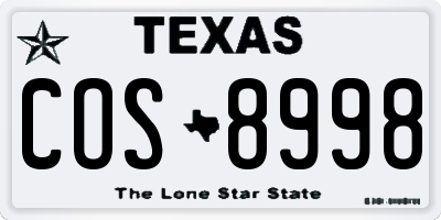 TX license plate COS8998