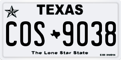 TX license plate COS9038