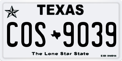 TX license plate COS9039