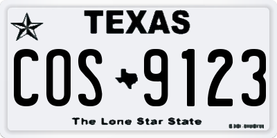 TX license plate COS9123