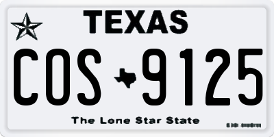TX license plate COS9125