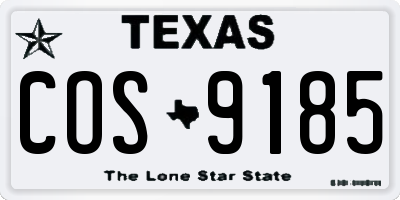 TX license plate COS9185