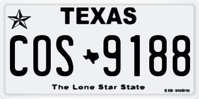 TX license plate COS9188