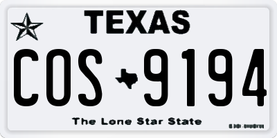TX license plate COS9194