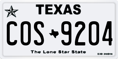 TX license plate COS9204