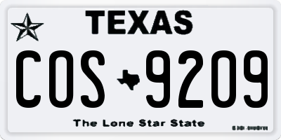 TX license plate COS9209