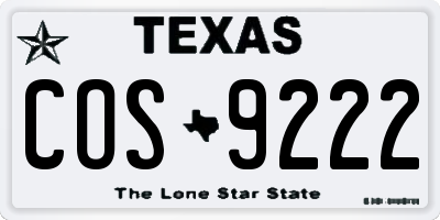 TX license plate COS9222