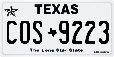 TX license plate COS9223