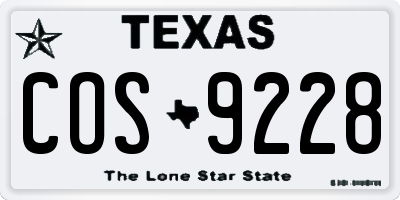 TX license plate COS9228