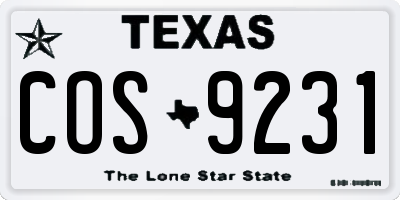 TX license plate COS9231