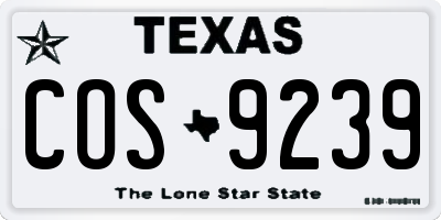 TX license plate COS9239