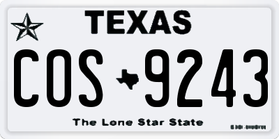 TX license plate COS9243