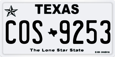 TX license plate COS9253