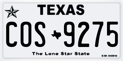 TX license plate COS9275