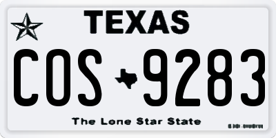 TX license plate COS9283