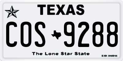 TX license plate COS9288