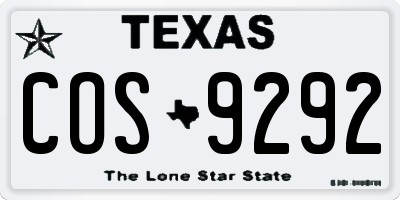 TX license plate COS9292