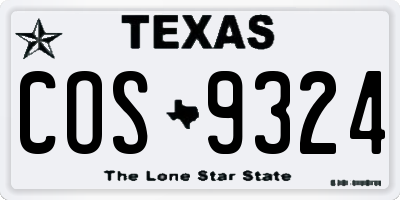 TX license plate COS9324