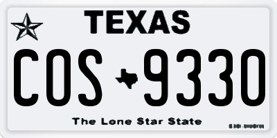 TX license plate COS9330