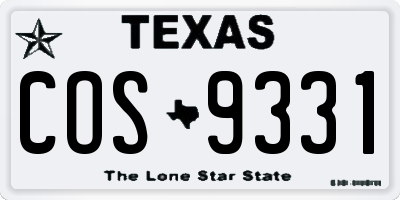 TX license plate COS9331